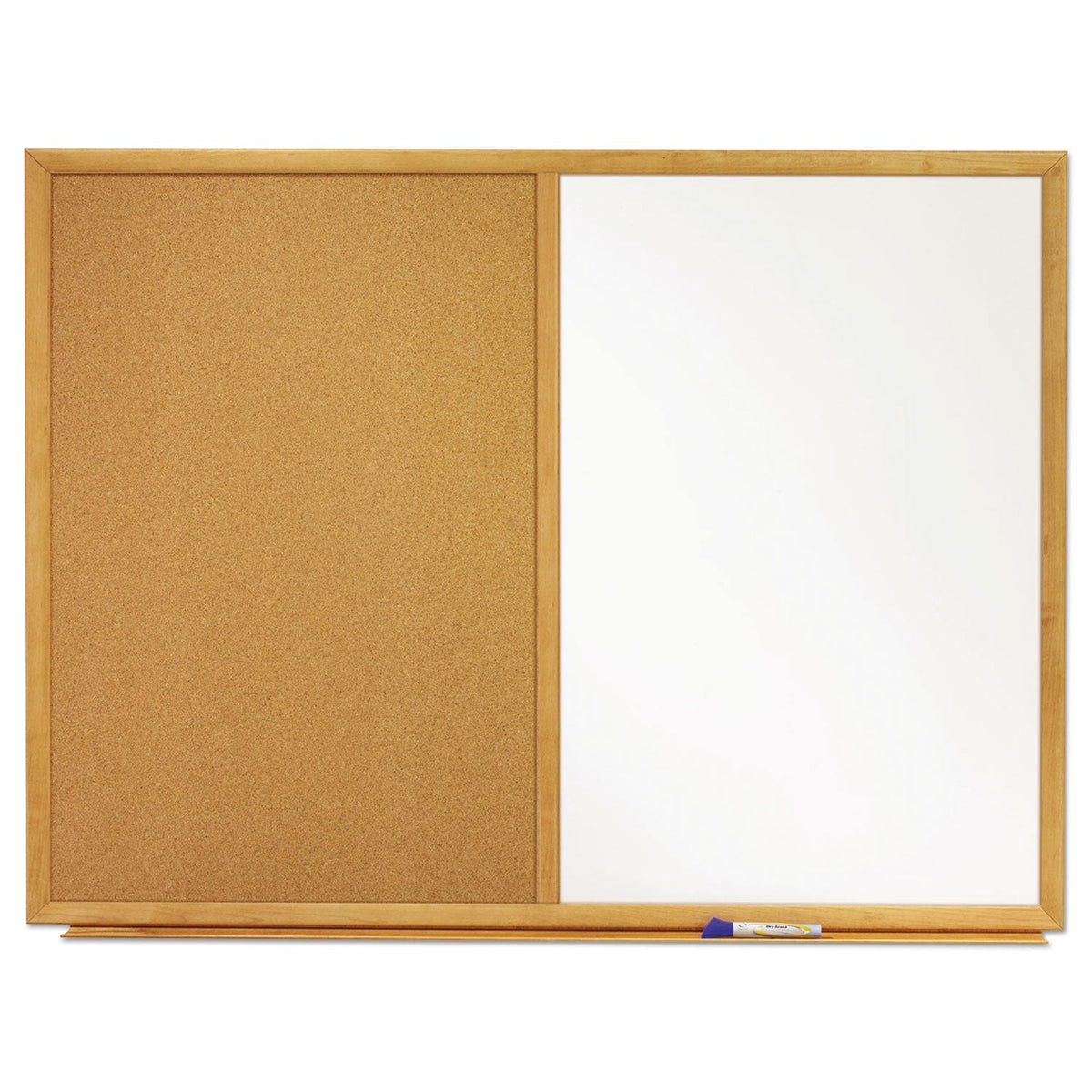 Quartet Bulletin/Dry-Erase Board, Melamine/Cork, 48 x 36, White/Brown, Oak Finish Frame