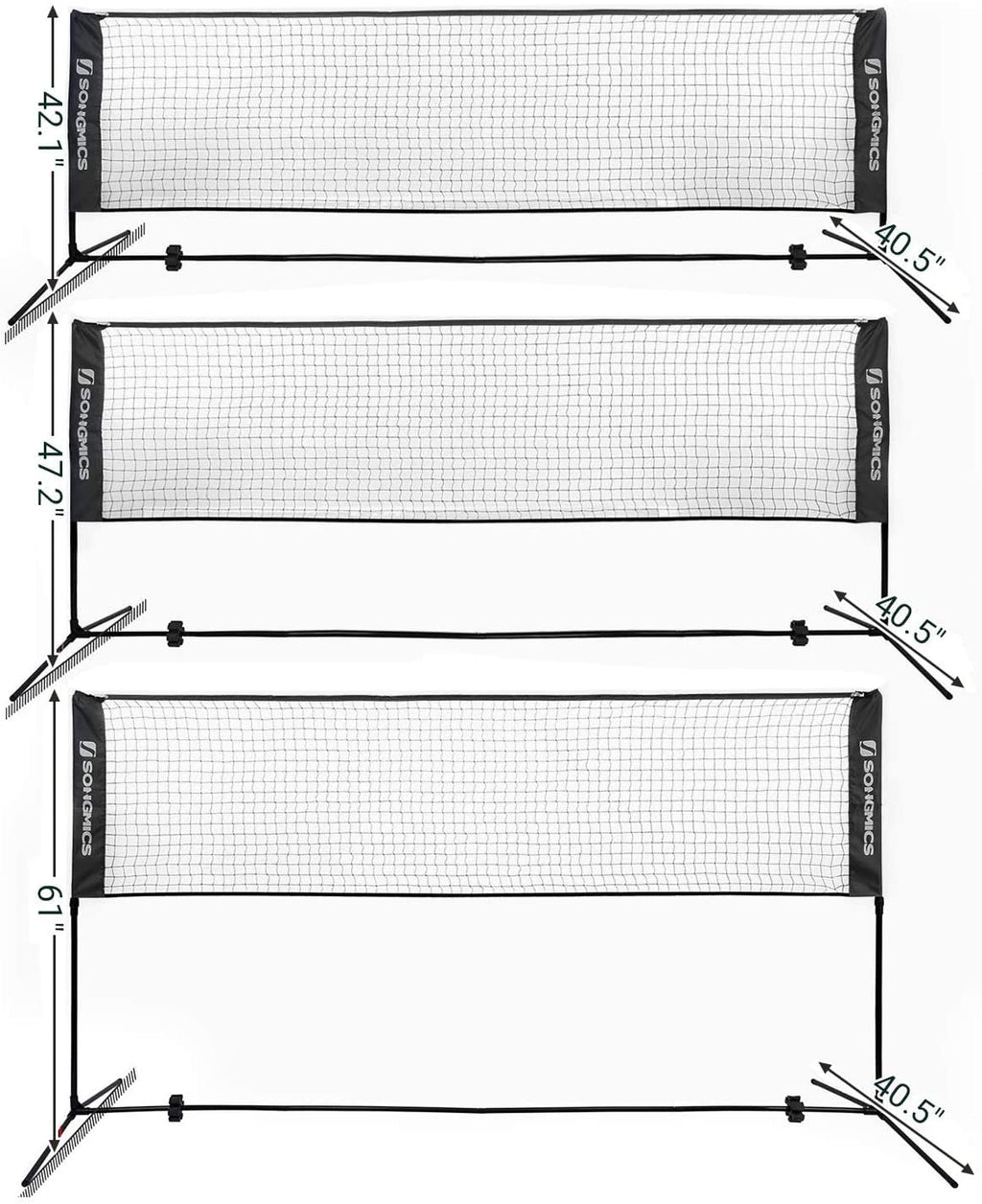SONGMICS Badminton Net Set Portable Sports Set for Badminton Tennis Ki