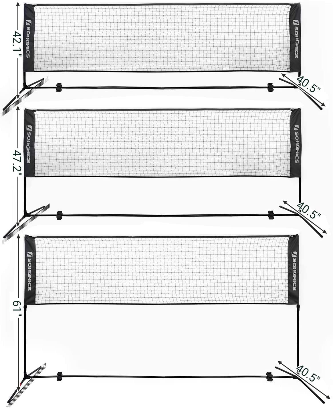 SONGMICS Badminton Net Set Portable Sports Set for Badminton Tennis Ki