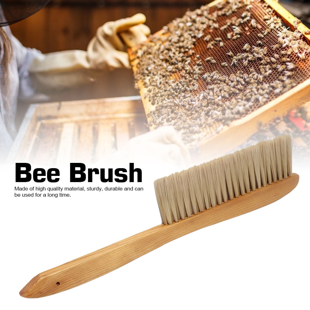 Riousery Double Row Long Handle Beekeeping Brush Wooden Beehive Sweepi