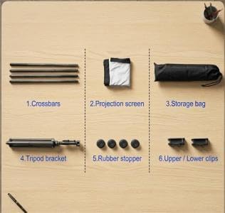 60 Inch Portable Projector Screen with Tripod Stand, Compact Mobile Projection Screen for Small Spaces, Height Adjustable and Wrinkle-Free for Indoor Outdoor Camping and Office Use