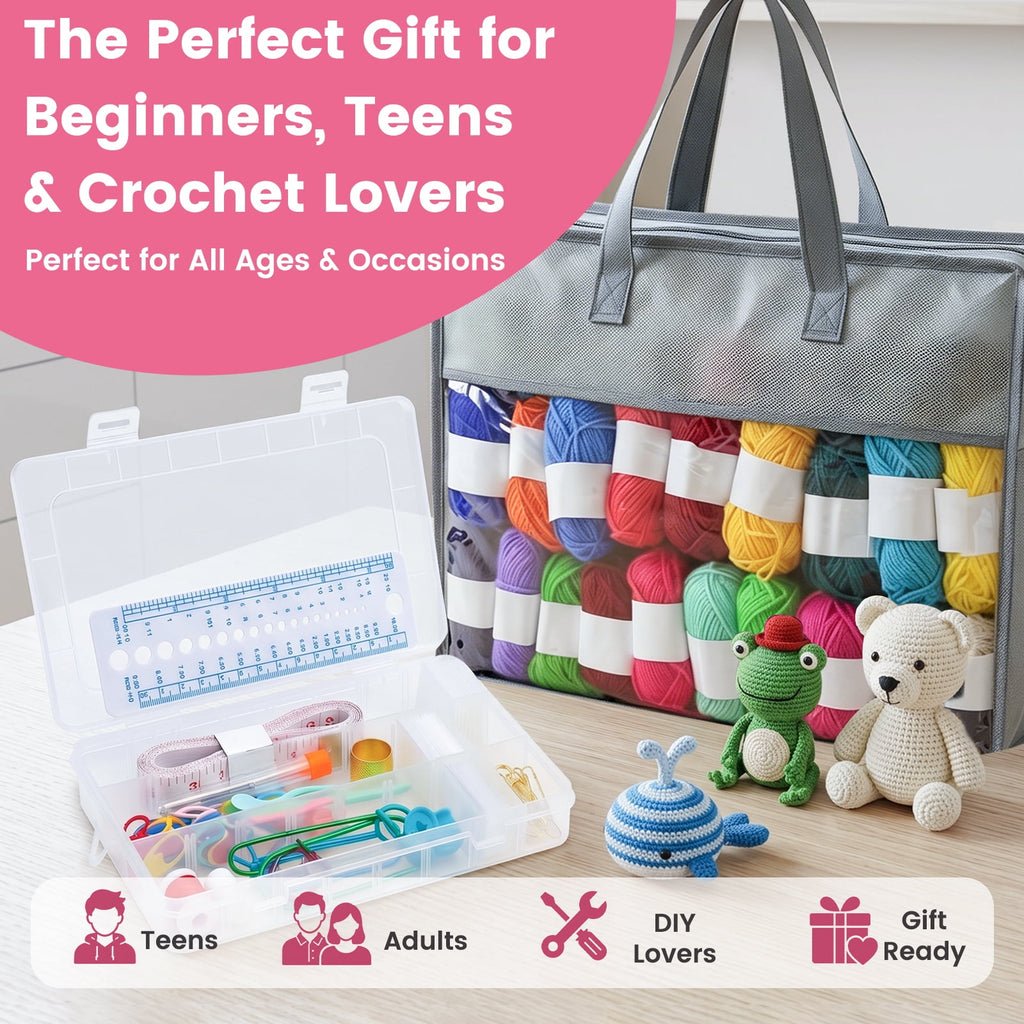 113PCS Crochet Kit for Beginners, 40 Colors Acrylic Yarn Set with Ergo