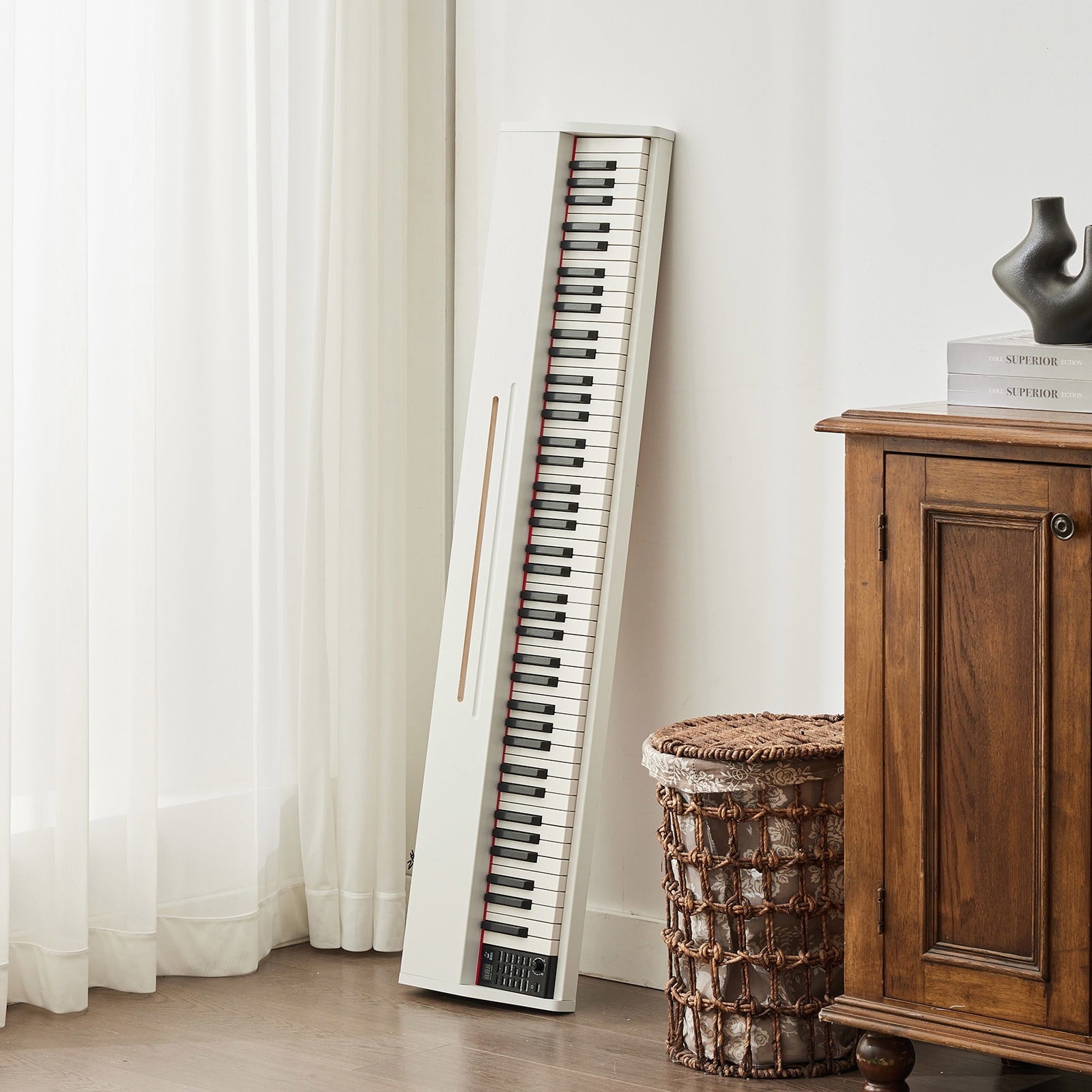 White 88Keys Semi Weighted Electric Digital Piano w/3-Pedal,USB/MIDI,S