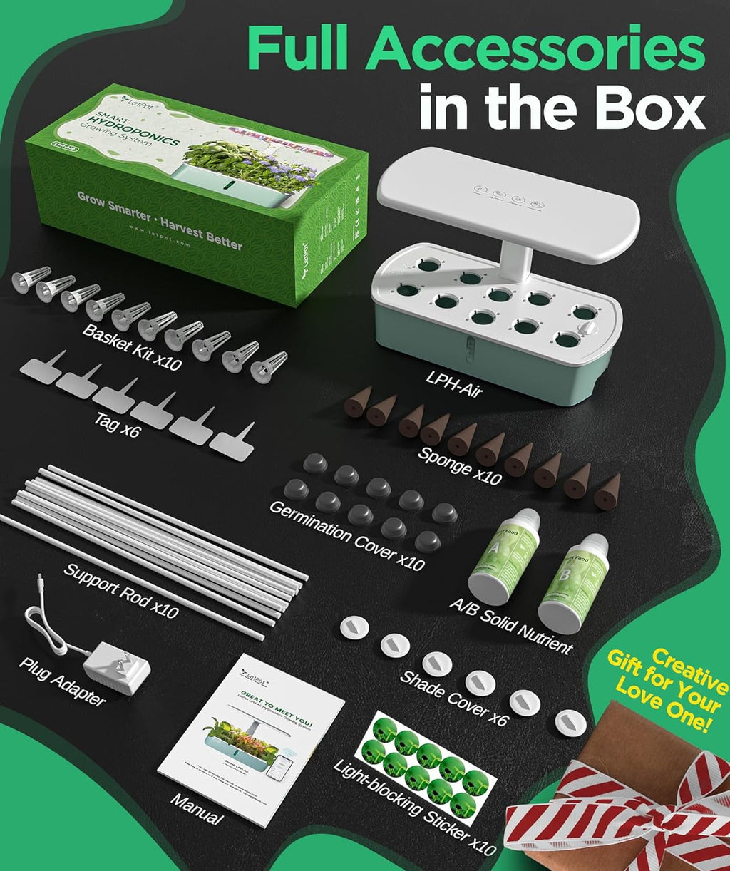 LetPot LPH-Air 10-Pod Hydroponics Growing System - APP&WiFi Controlled