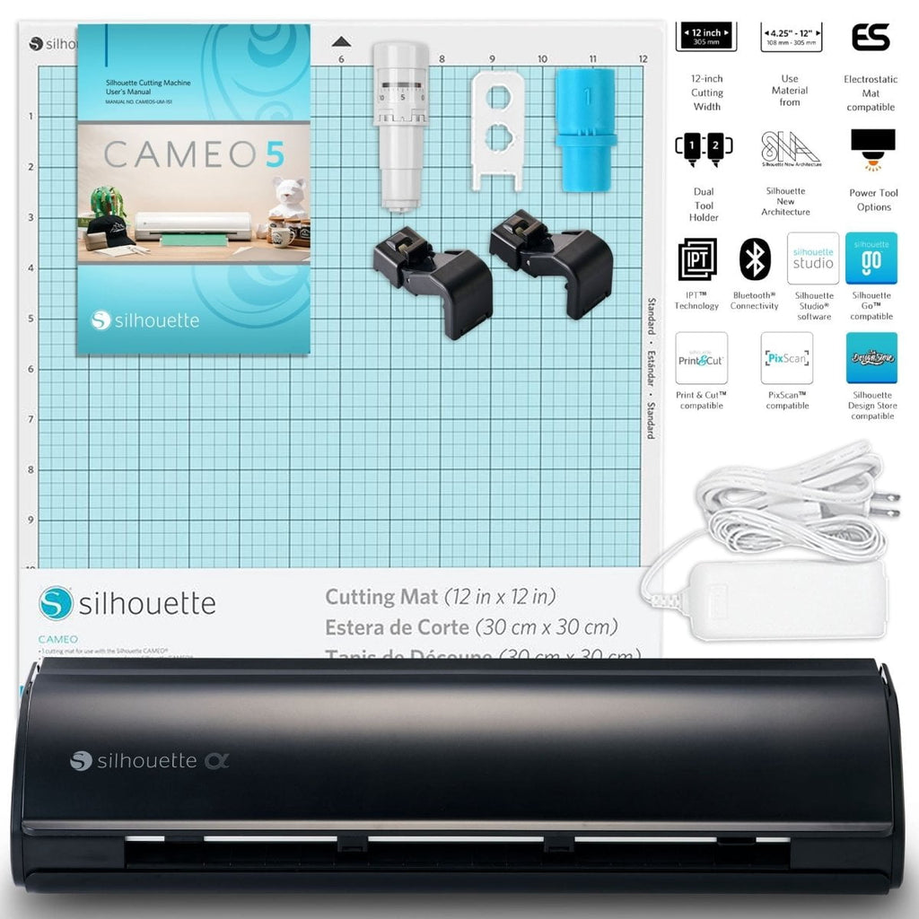 Silhouette Black Cameo 5α Alpha w/ 64 Oracal Vinyl Sheets, Blades, To
