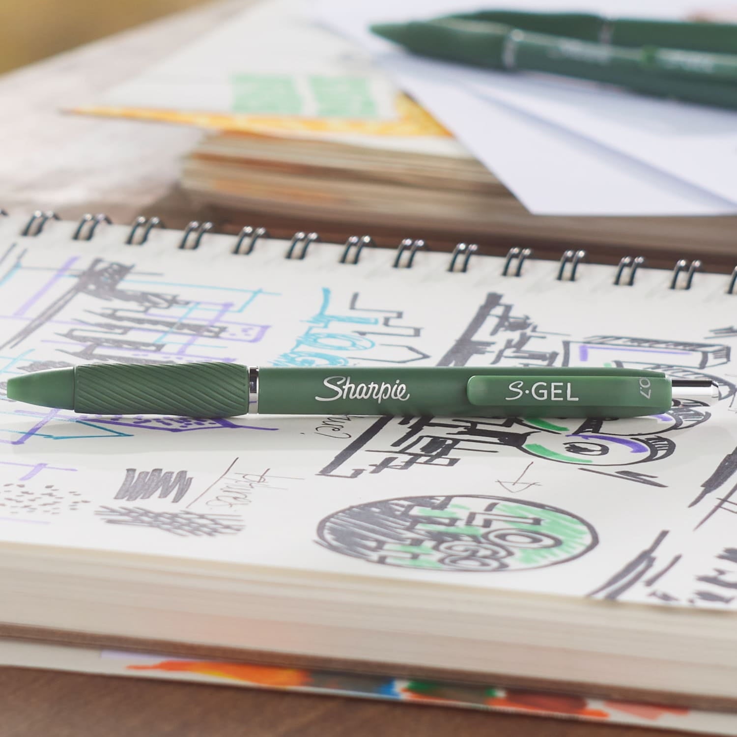 Sharpie S-Gel, Gel Pens, Medium Point (0.7mm), Green Barrel, Black Ink