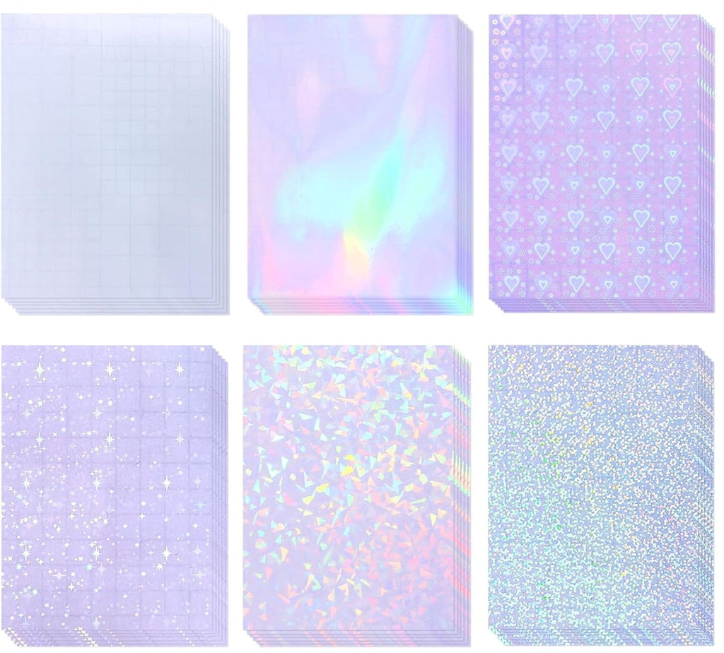 36 Sheets Holographic Laminate Sheets Transparent Holographic Sticker