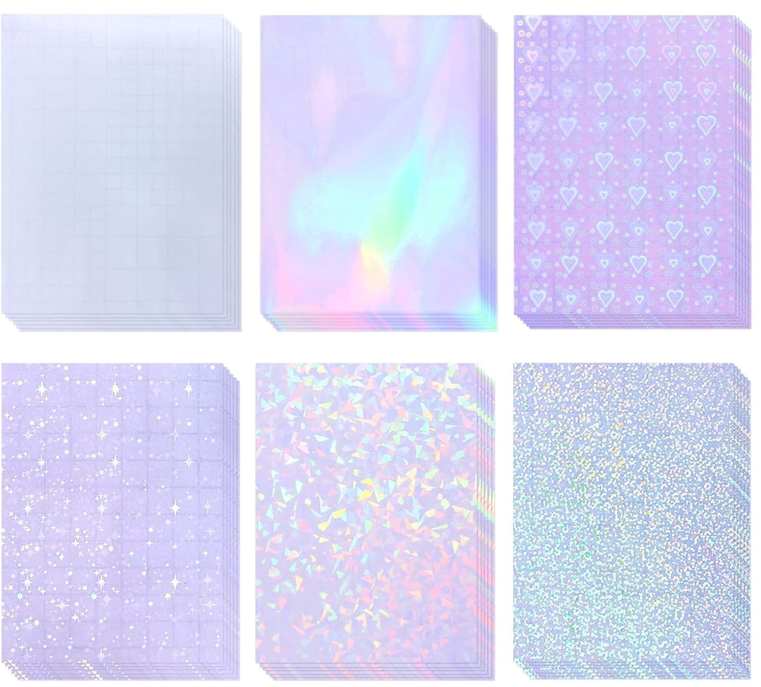 36 Sheets Holographic Laminate Sheets Transparent Holographic Sticker