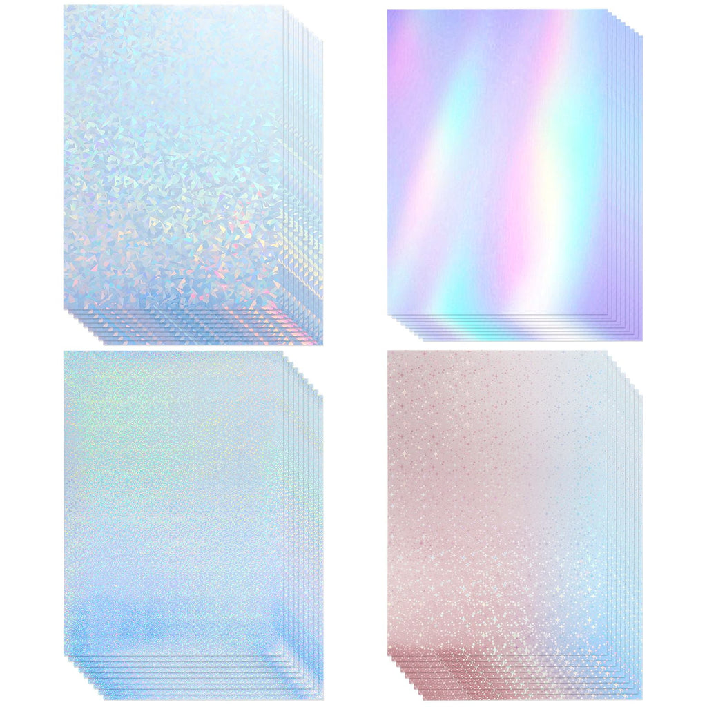 36 Sheets Holographic Sticker Paper, Holographic Vinyl Laminate Film,