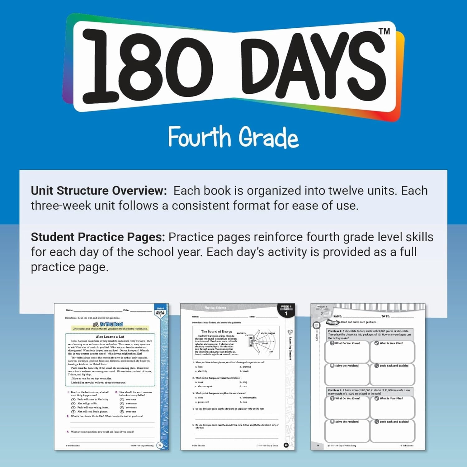 180 Days™: Practice Workbooks for Fourth Grade: Reading 2nd Edition,