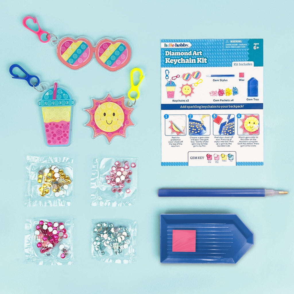 Hello Hobby Diamond Art Keychain Craft Kit, Kids Arts and Crafts