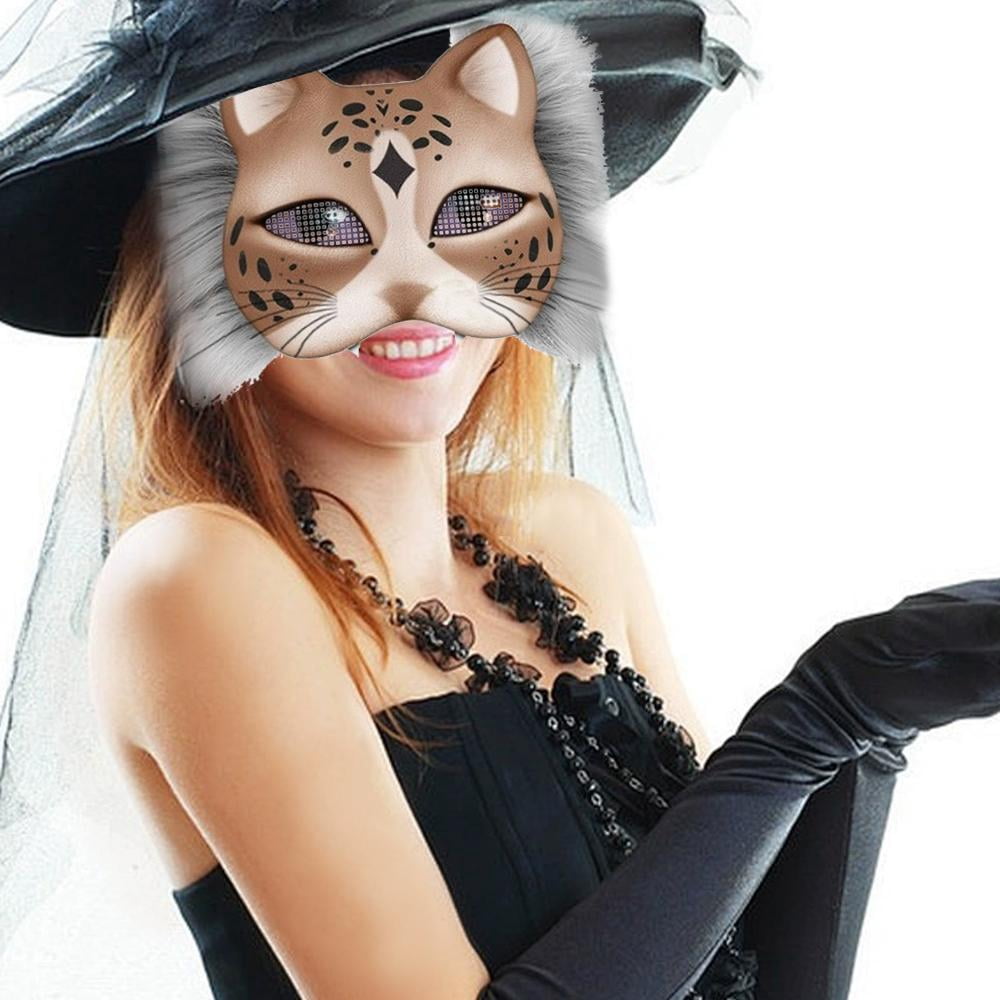 DIY Cat Mask Craft Kit, Blank Paper Mask with Colored Felt & Plush Fab