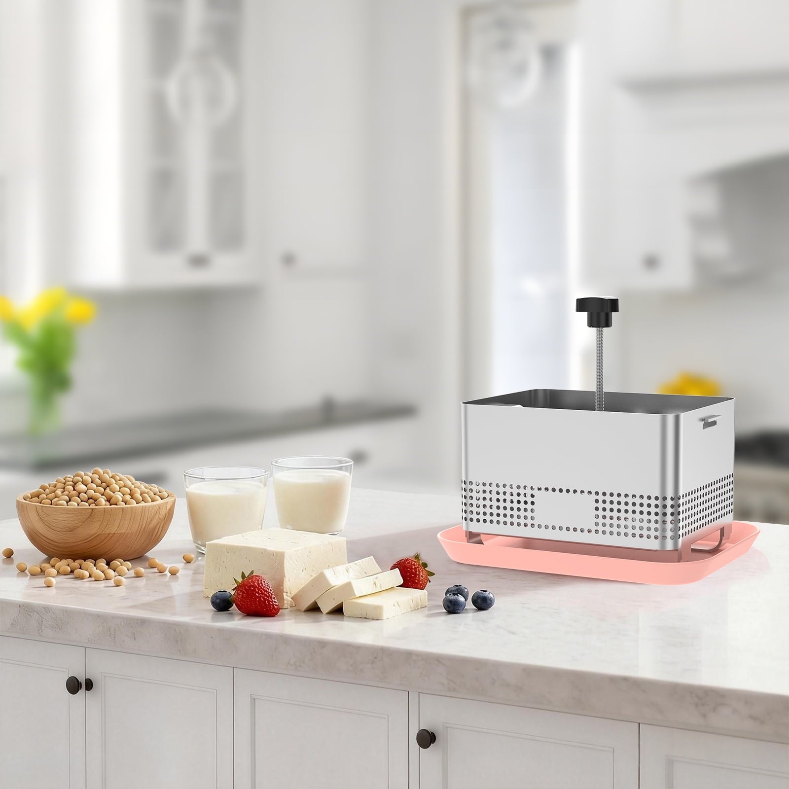 Qenwkxz Tofu Press Stainless Steel, 304 Stainless Steel Cheese Press,