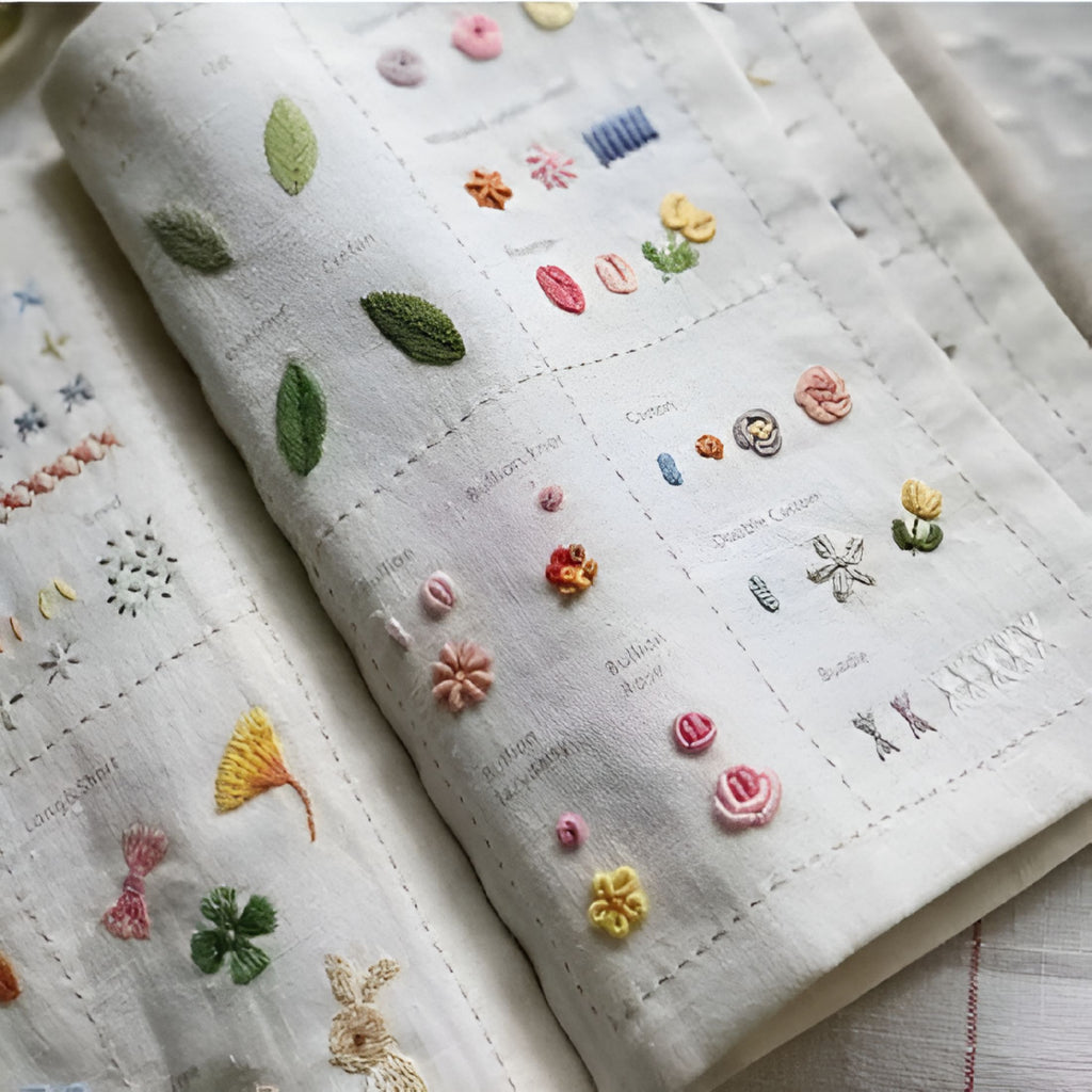 CCOCC DIY Stitch Book,Stitch Sample Book with Embroidery Stitch Name,E
