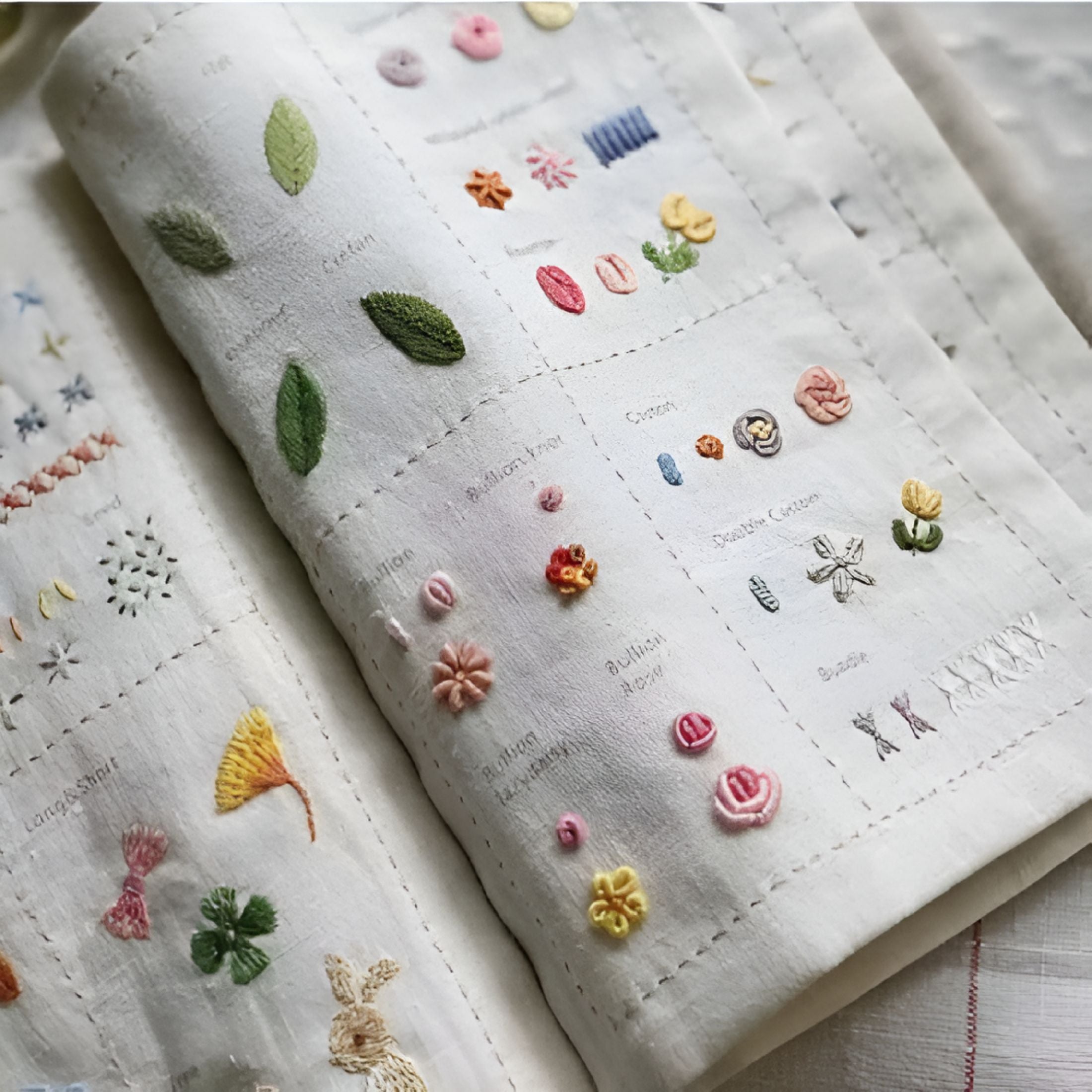 CCOCC DIY Stitch Book,Stitch Sample Book with Embroidery Stitch Name,E