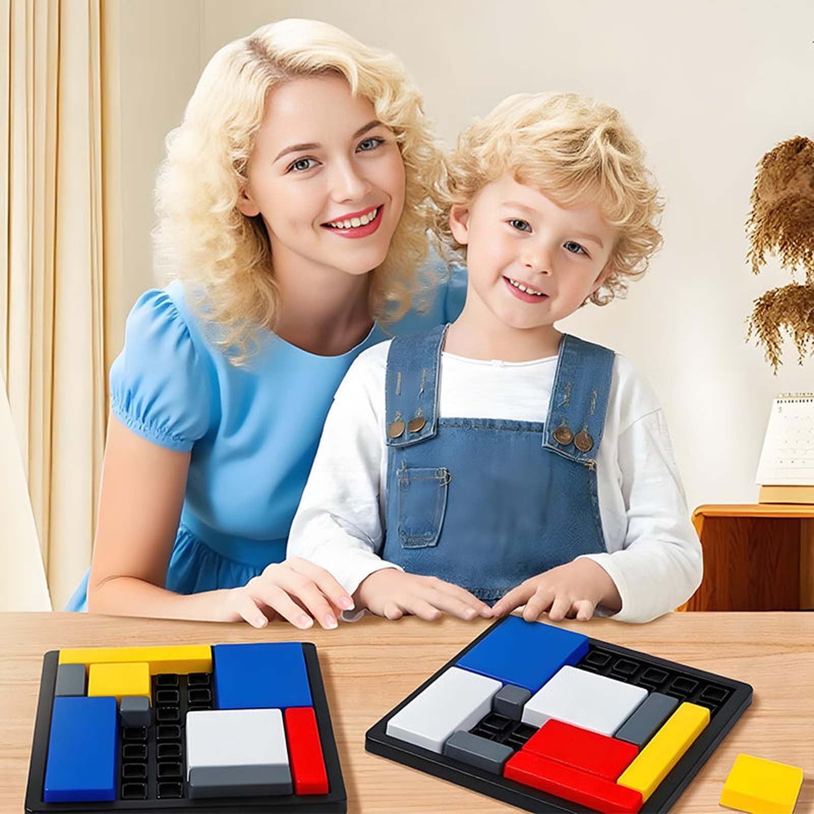 Coollooc Geometric Block Jigsaw Puzzle Game, Puzzle Blocks Tangram Bra