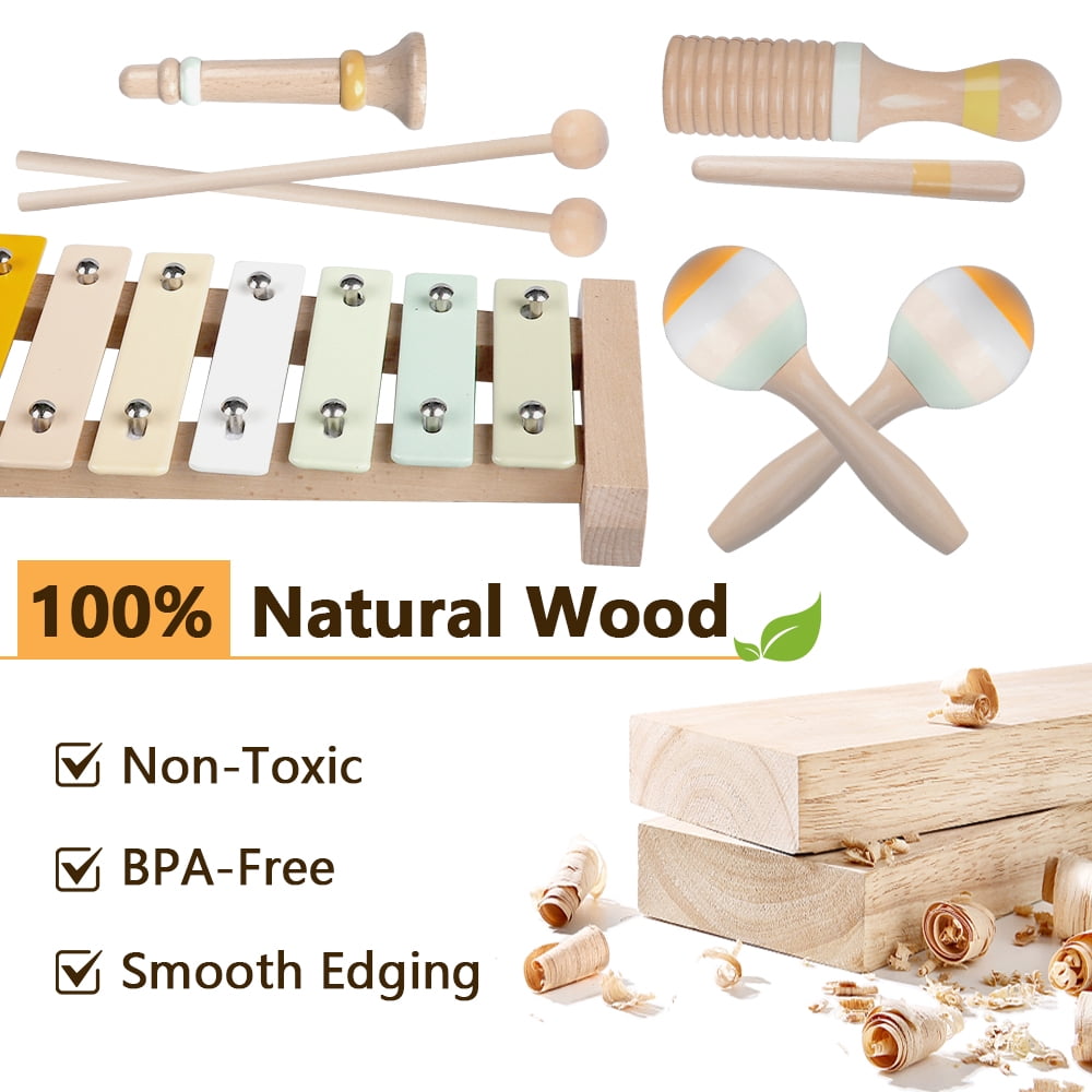 iFLOVE Baby Musical Instruments Set for Toddlers, Montessori Wooden To
