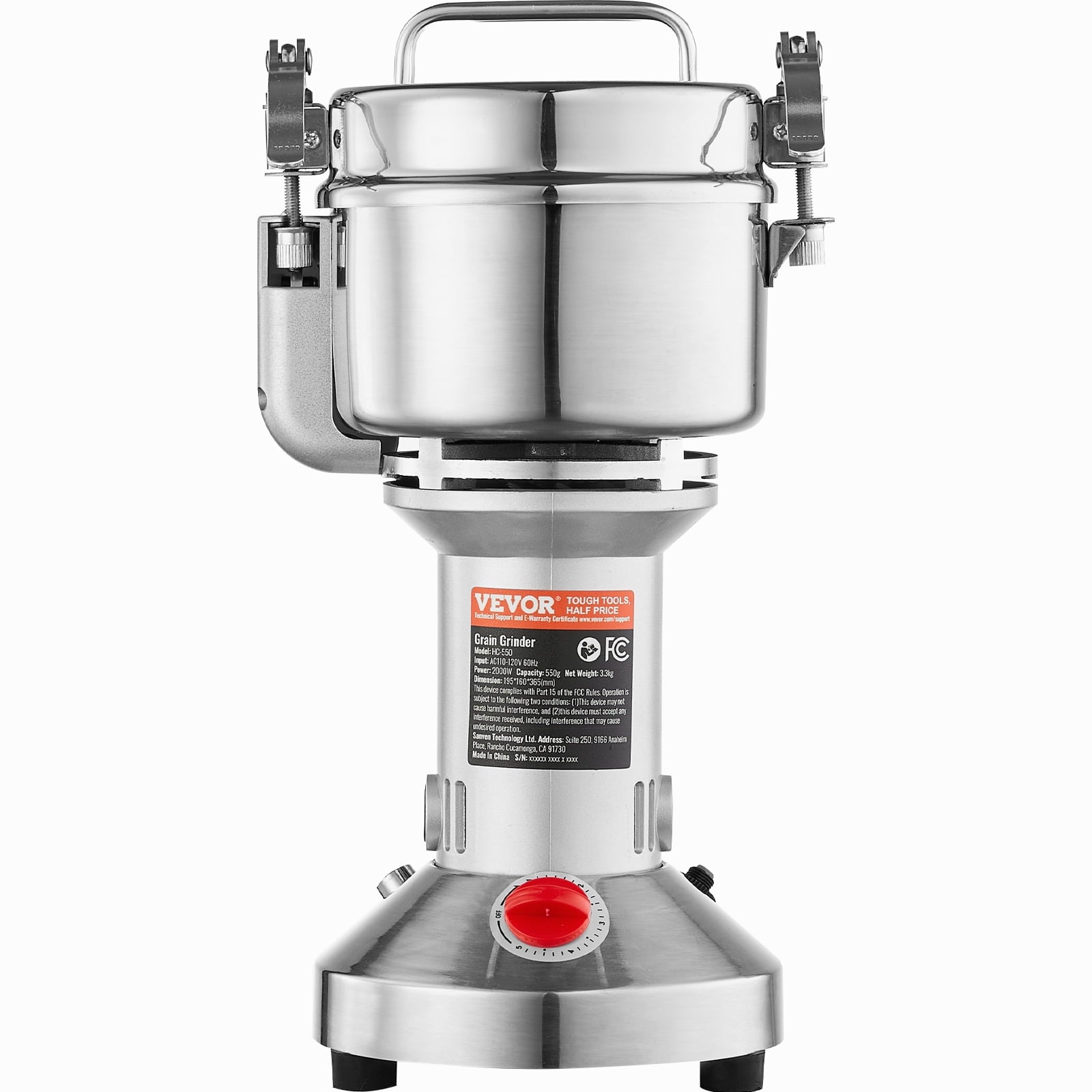 VEVOR 550g Electric Grain Mill Grinder, High Speed 2000W Commercial Sp