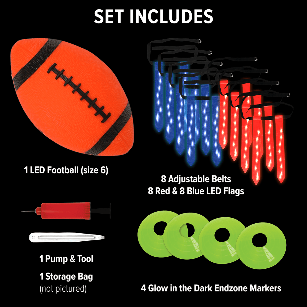 LED Flag Football, Light-Up Outdoor Sports Game, for All Ages, by Minn