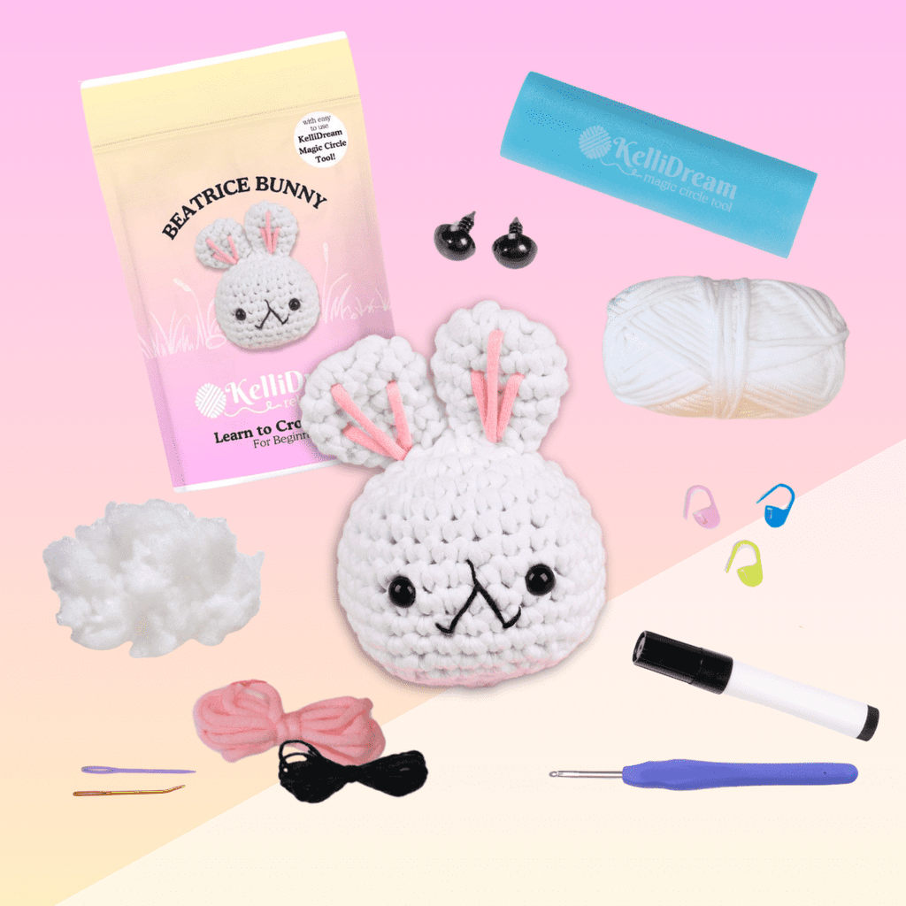 Learn to Crochet Kit for Beginners ~ Beatrice Bunny (Includes Blue Mag