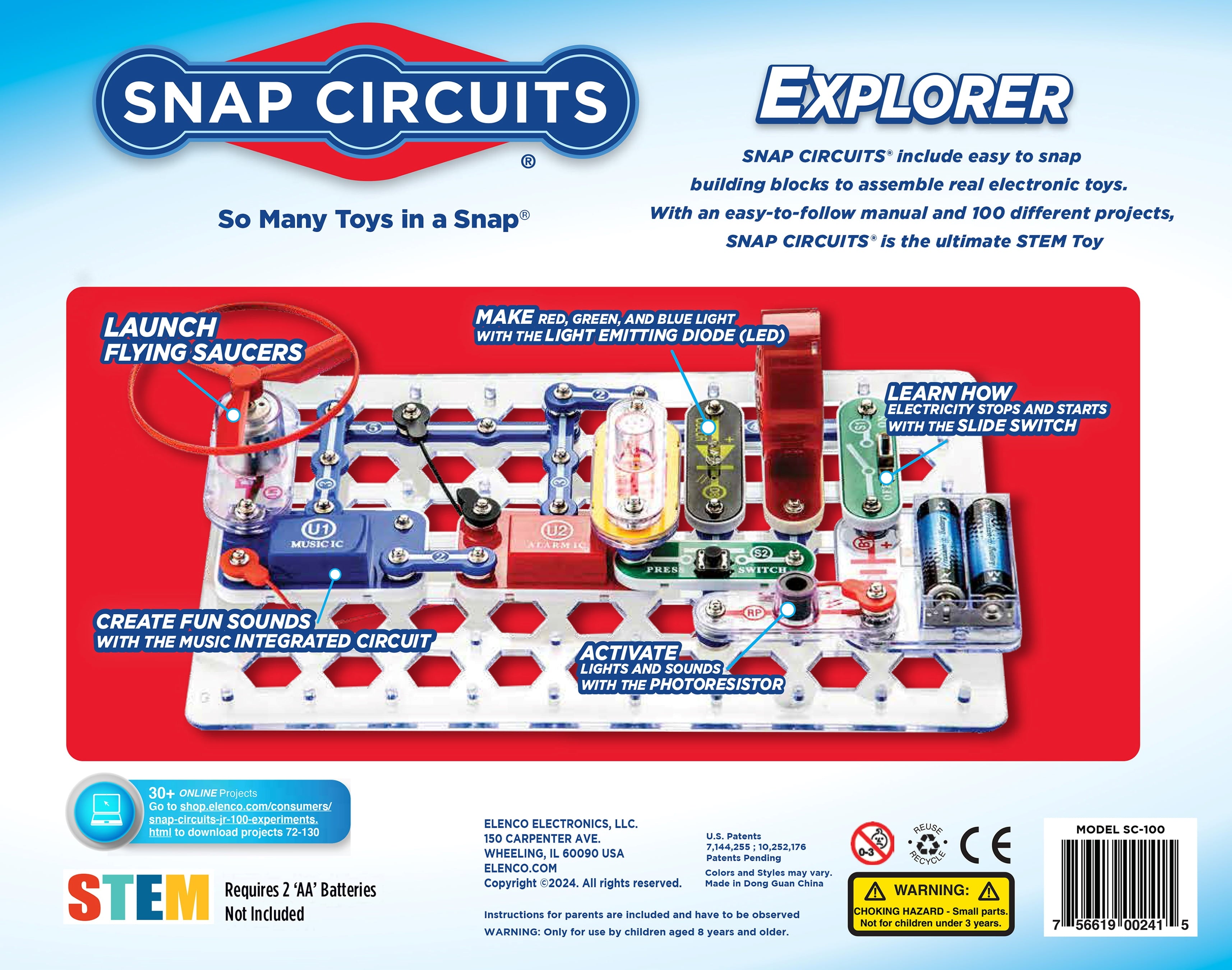 Snap Circuits Jr. SC100, Electronics Explorer Kit, 100+ Projects, Stem
