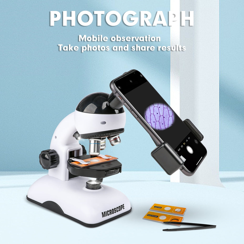 Freecat Kids Beginner Microscope STEM Kit 200X 600X 1200X, Dual LED Li