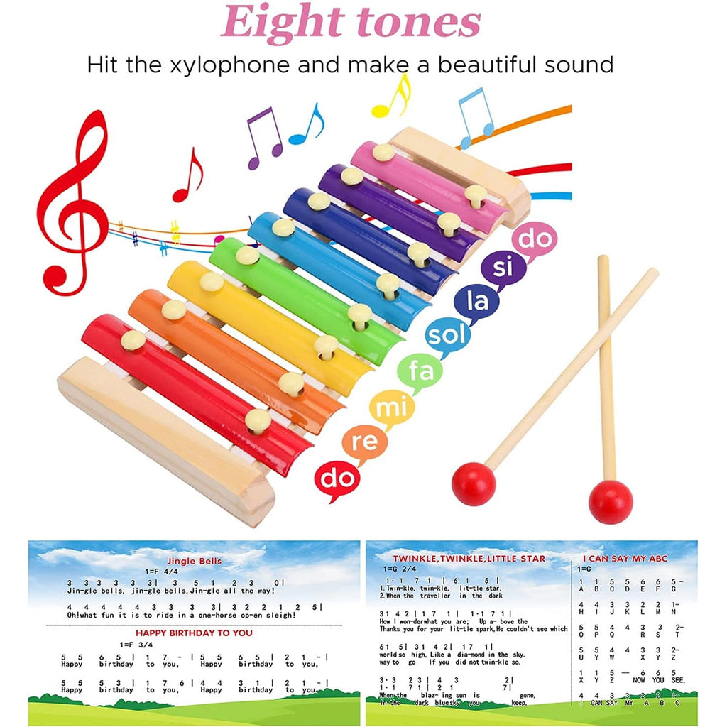 Fixdono Wooden Xylophone Children's Musical Instruments Toy, Wooden 8