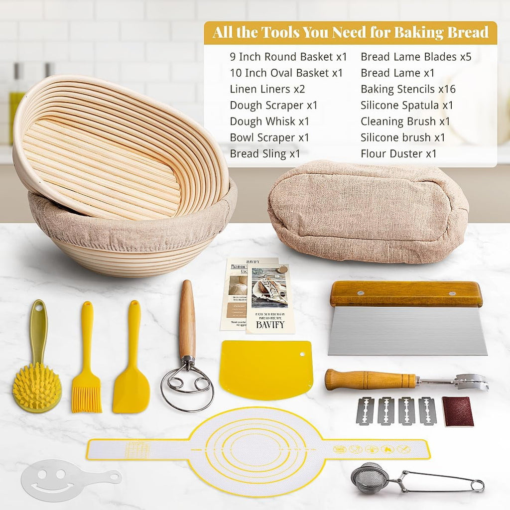 Sourdough Starter Kit, 9" Round & 10" Oval Bread Baking Supplies Tools