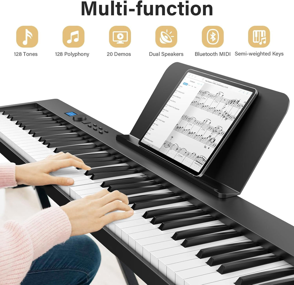 88-Key Foldable Digital Piano Keyboard with Portable Carrying Bag –