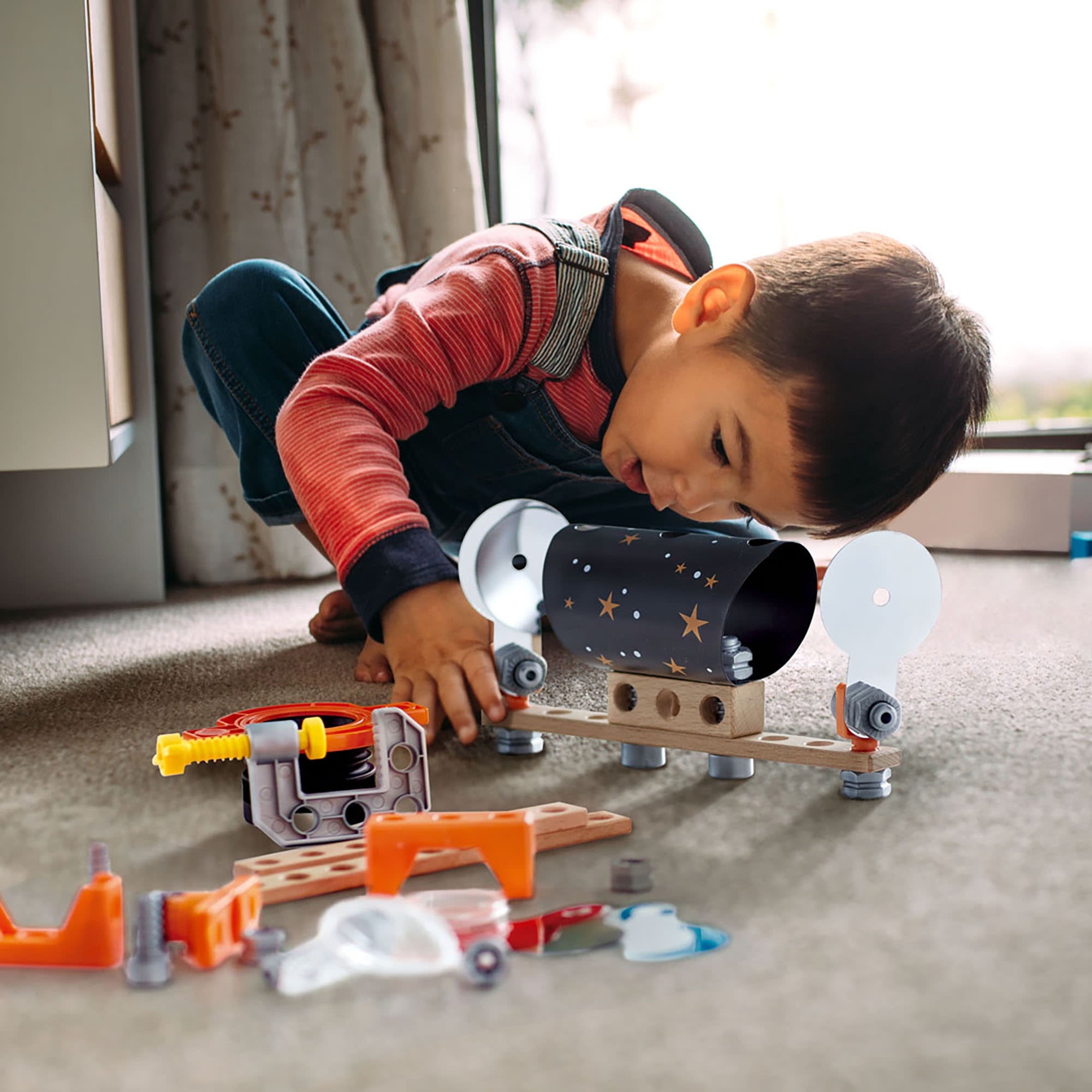 Hape: Junior Inventor: Optical Science Lab - 54pcs, Wooden Building To