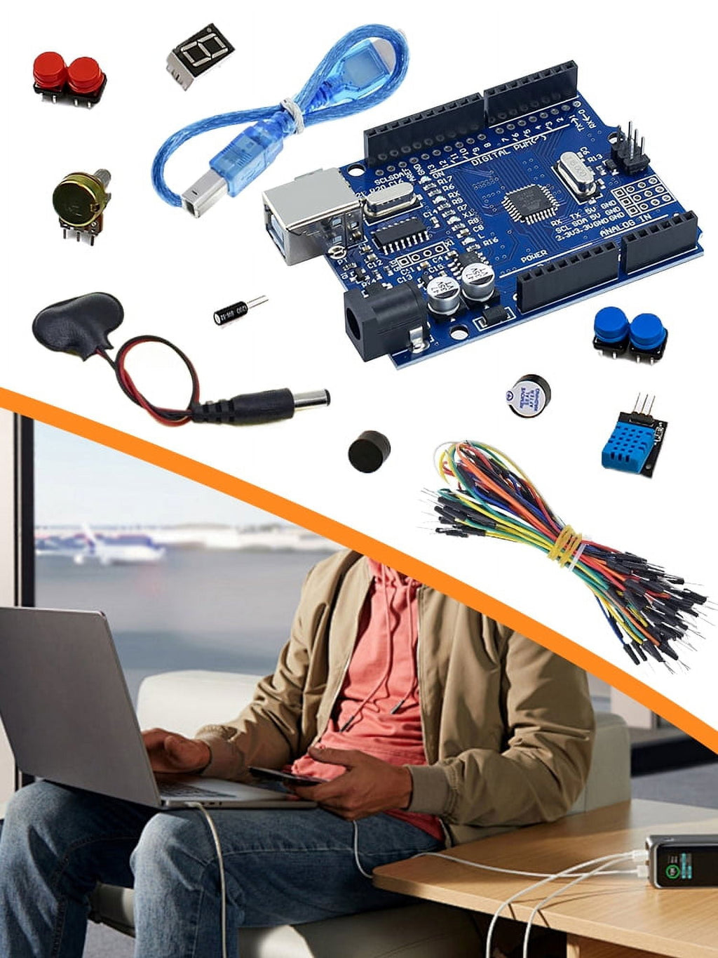 Educational Programming Kit with Breadboard Power Supply Resistors LED