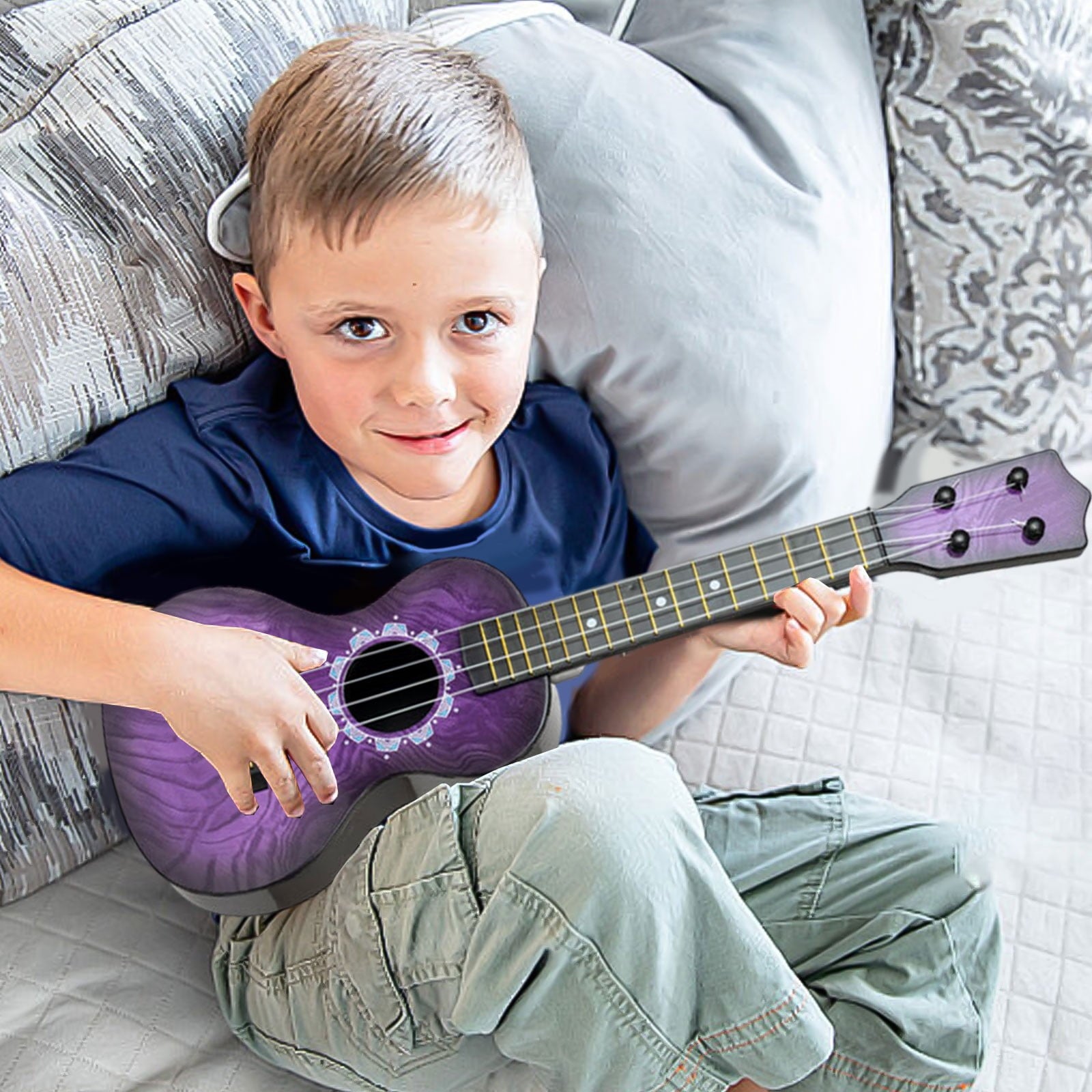K-694 Purple Boy Girl Purple Children Guitar Ukulele Simulation Playab