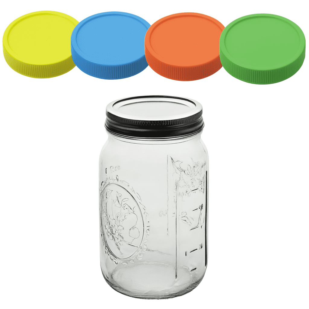 4-Piece Mason Jar Set with Multicolor Canning Lids – Perfect for Pan