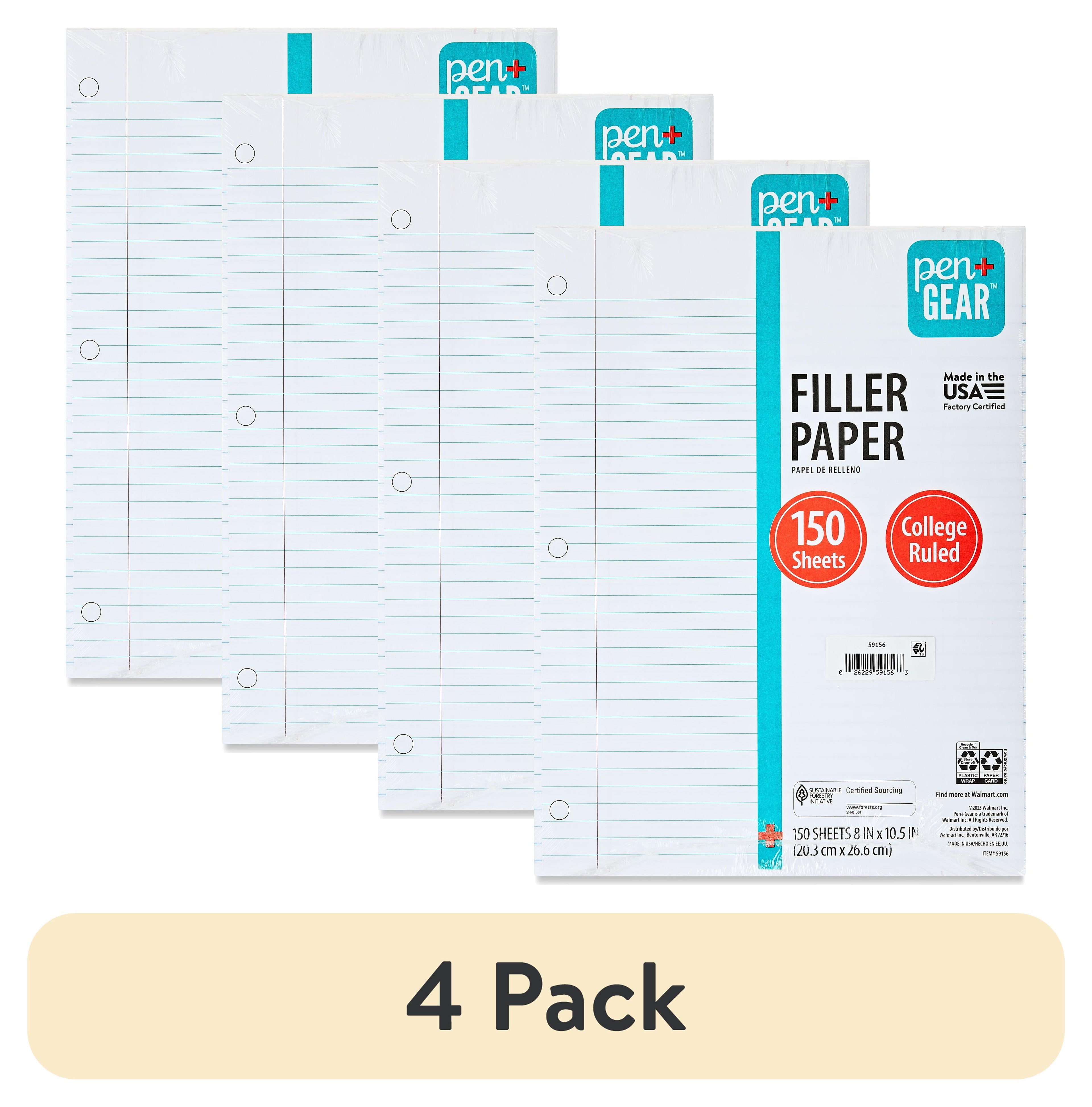 Pen+Gear College Ruled Filler Paper, 10.5" x 8", 150 Sheets (59156)