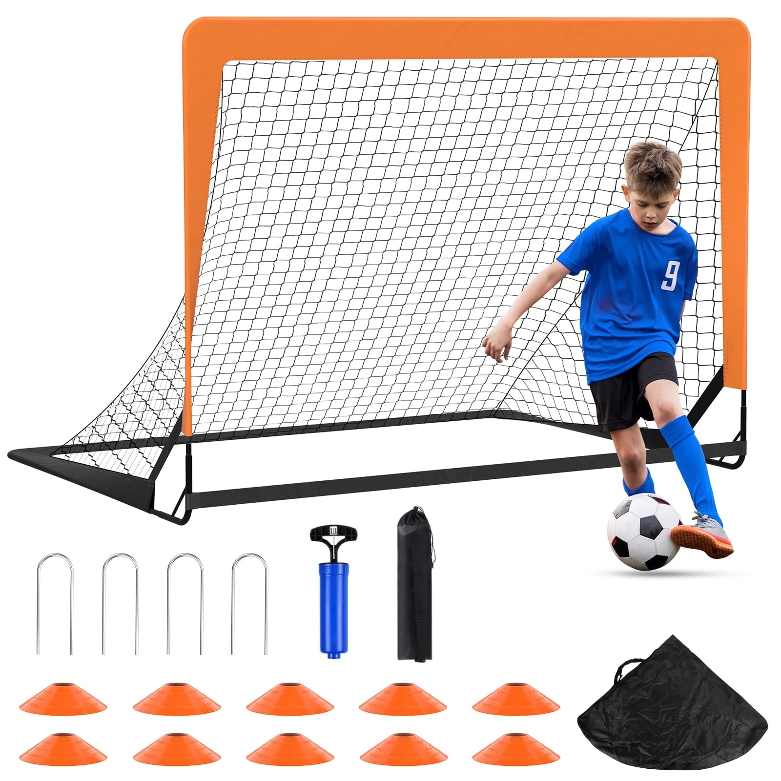 4 x 3FT Kid Soccer Goals for Backyard, Portable Pop Up Soccer Goal Tra