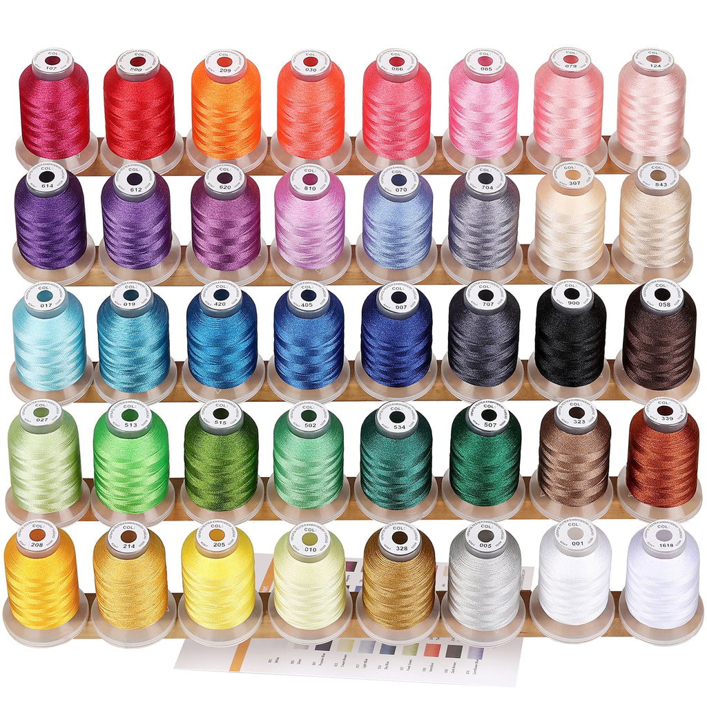 40 Spools Polyester Machine Embroidery Thread Kit 500M Colors Compatib