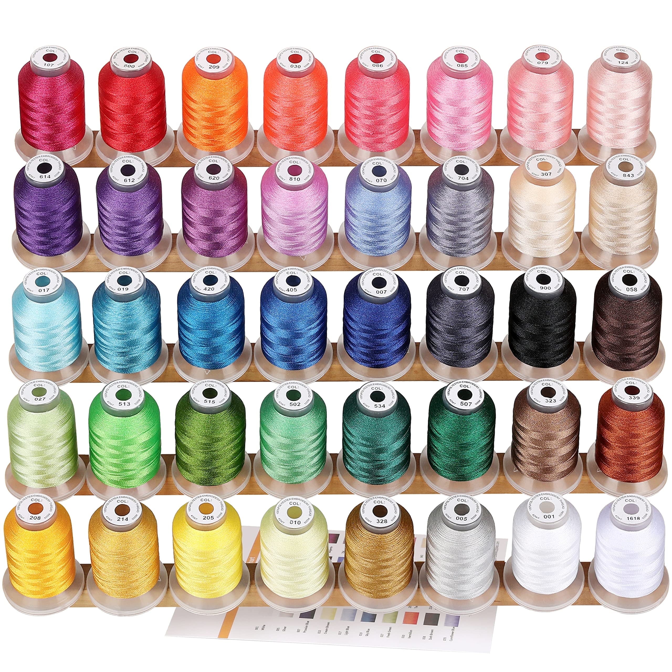 40 Spools Polyester Machine Embroidery Thread Kit 500M Colors Compatib
