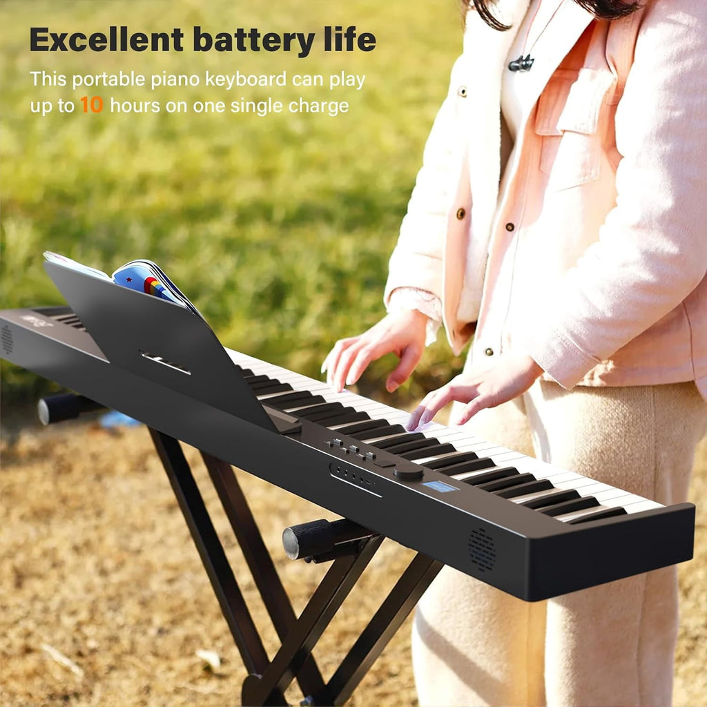 88-Key Foldable Digital Piano Keyboard with Portable Carrying Bag –
