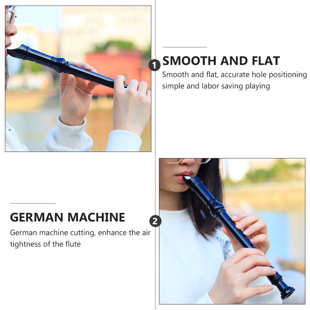WHAMVOX 8-Hole Black Recorder Flute for Kids and Students - Beginner M
