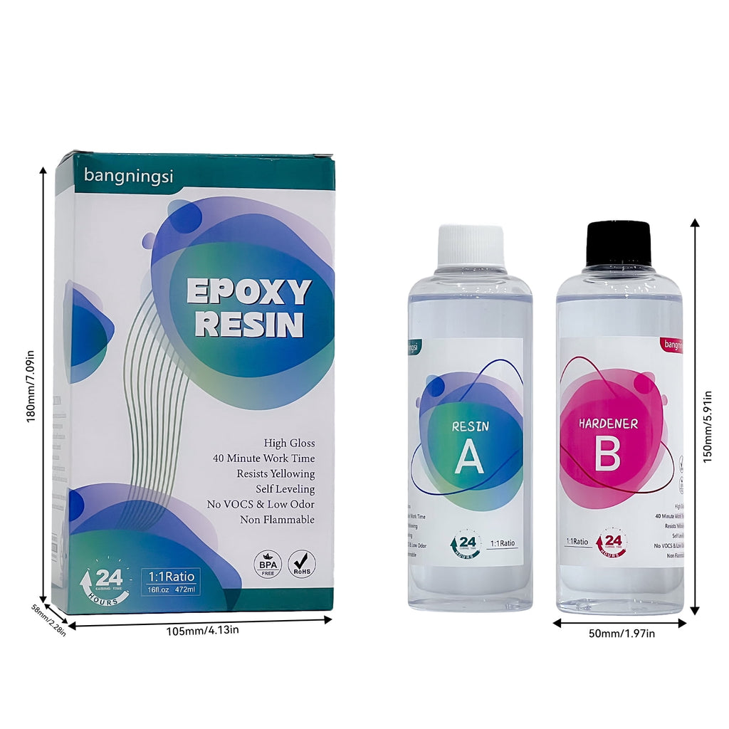 16oz Crystal Clear Epoxy Resin Kit, Fast-Curing, Not Yellowing & Bubbl