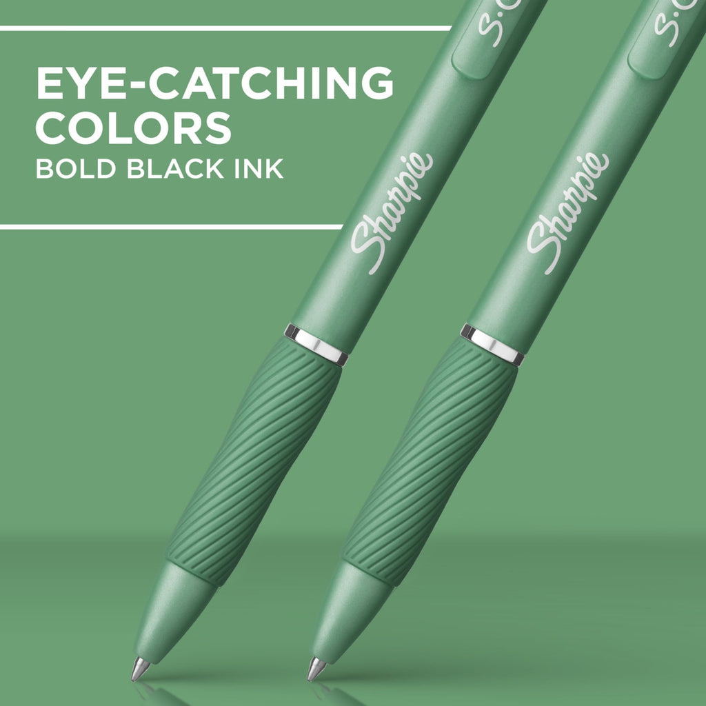Sharpie S-Gel, Gel Pens, Medium Point (0.7mm), Green Barrel, Black Ink
