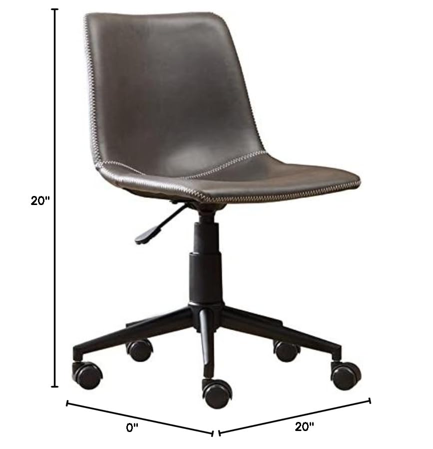 Roundhill Furniture Cesena Faux Leather 360 Swivel Air Lift Office Chair, Brown