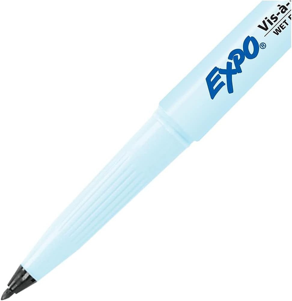 EXPO Wet Erase Markers, Semi-Permanent, Black, Ultra Fine Tip, 12 Count - For Writing on Glass, Whiteboards, Mirrors, Calendar, Labeling, Organizing