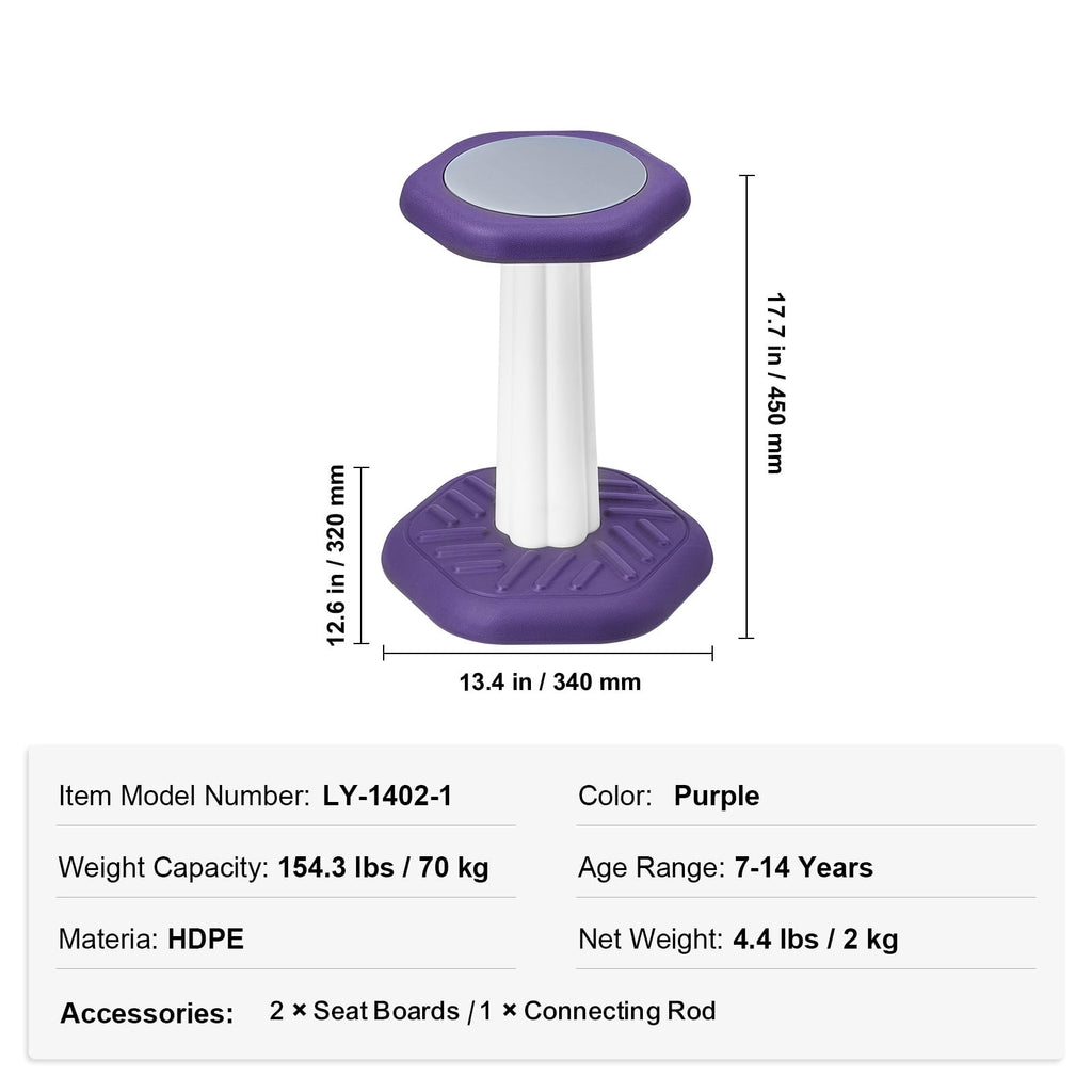 Kids Active Wobble Chair with Sponge Cushion, Age 7-14, Purple | Impro