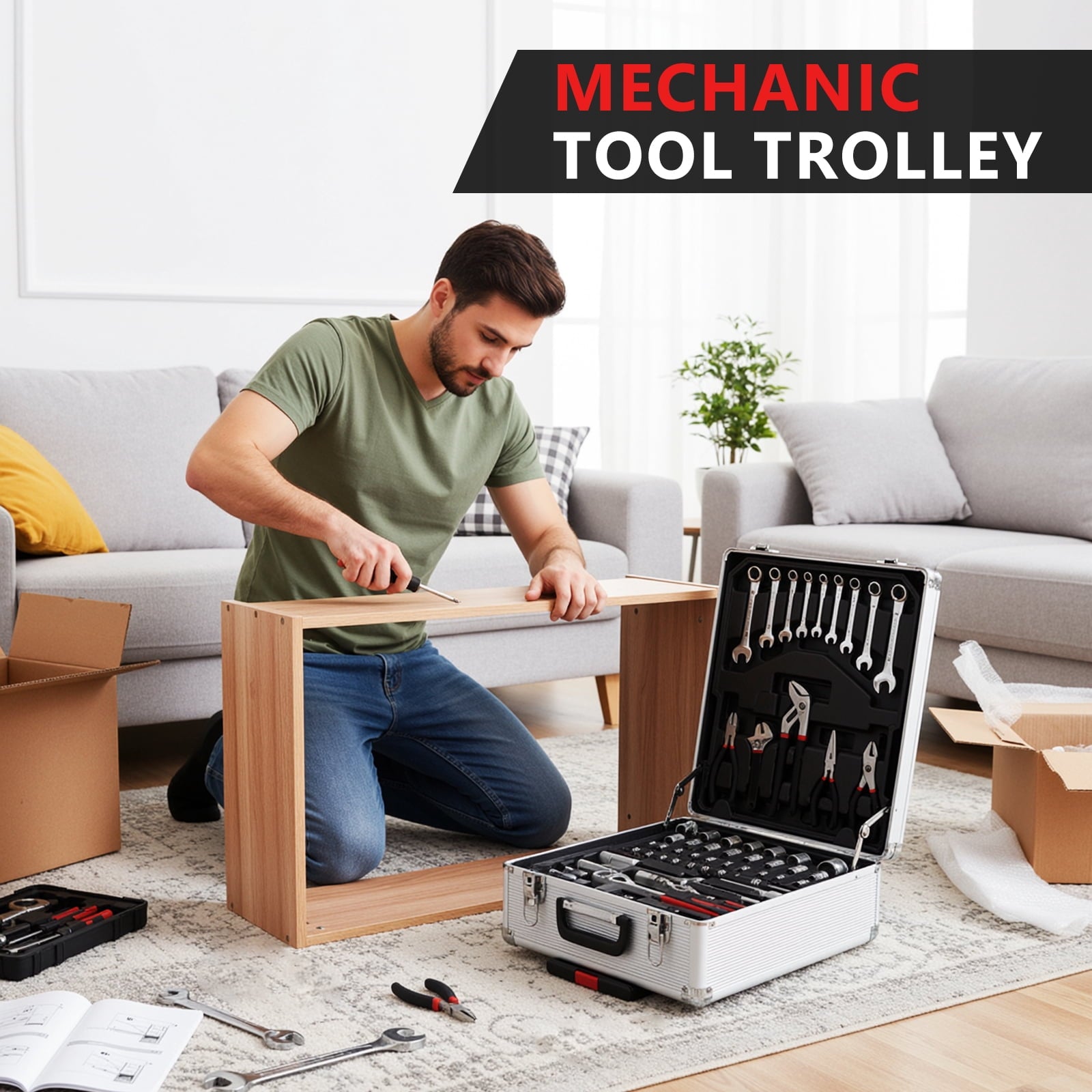 TLGREEN 799pcs Mechanic Tool Set with Trolley Case, Complete Household