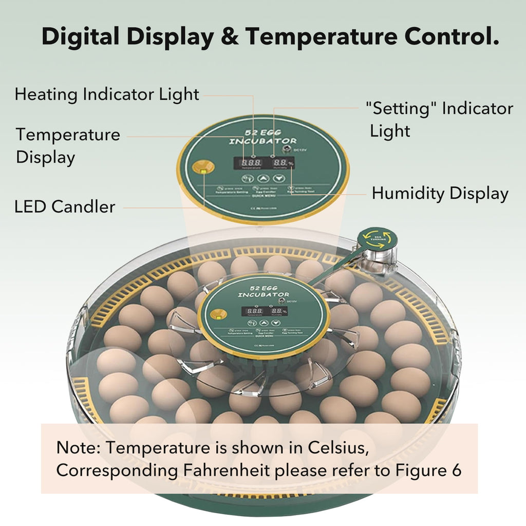 BN-LINK 52 Egg Incubator with Automatic Egg Turning and Temperature Co