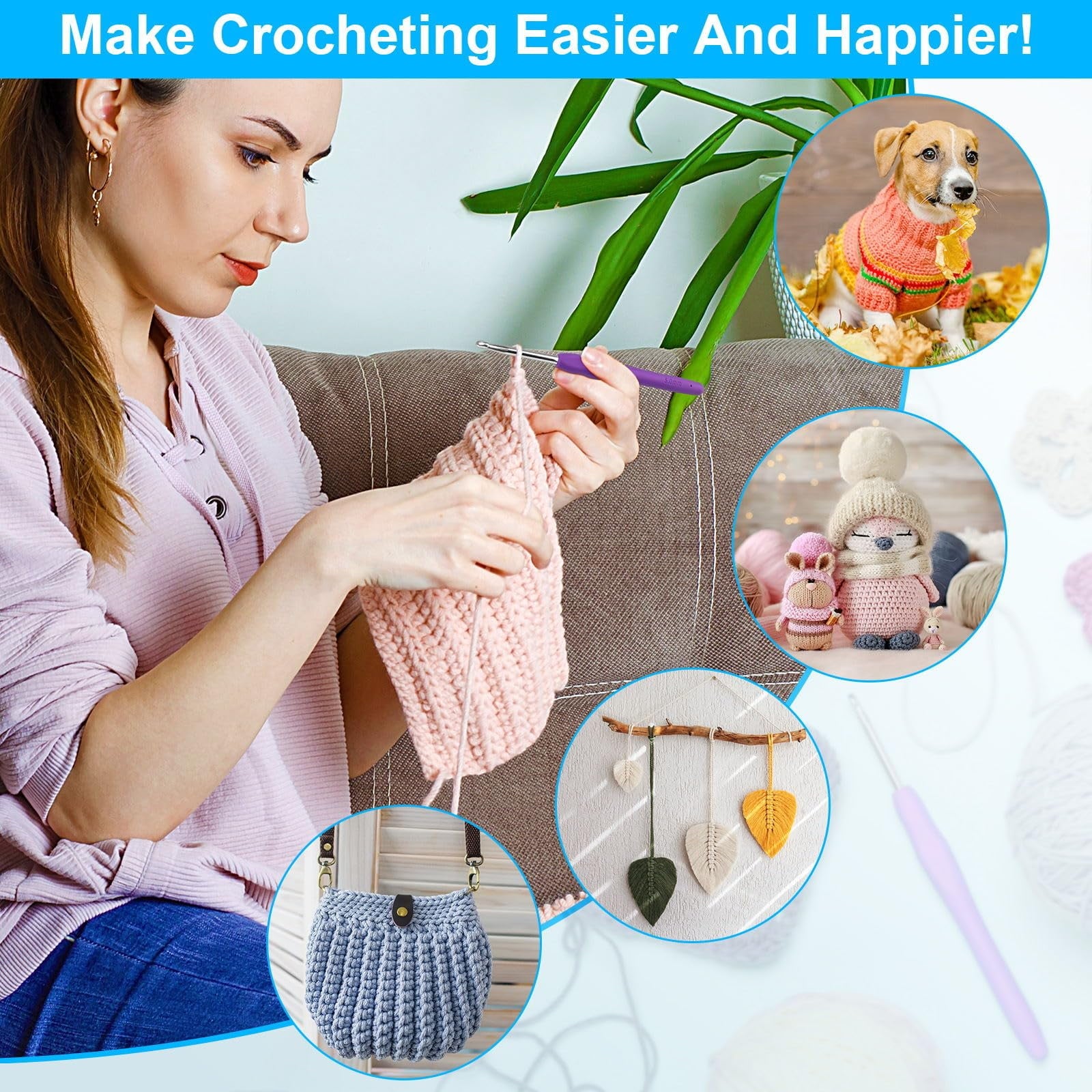 Sherry Crochet Hooks 12 Sizes Crochet Hook Set, 41 Pack Yarn Crochet K