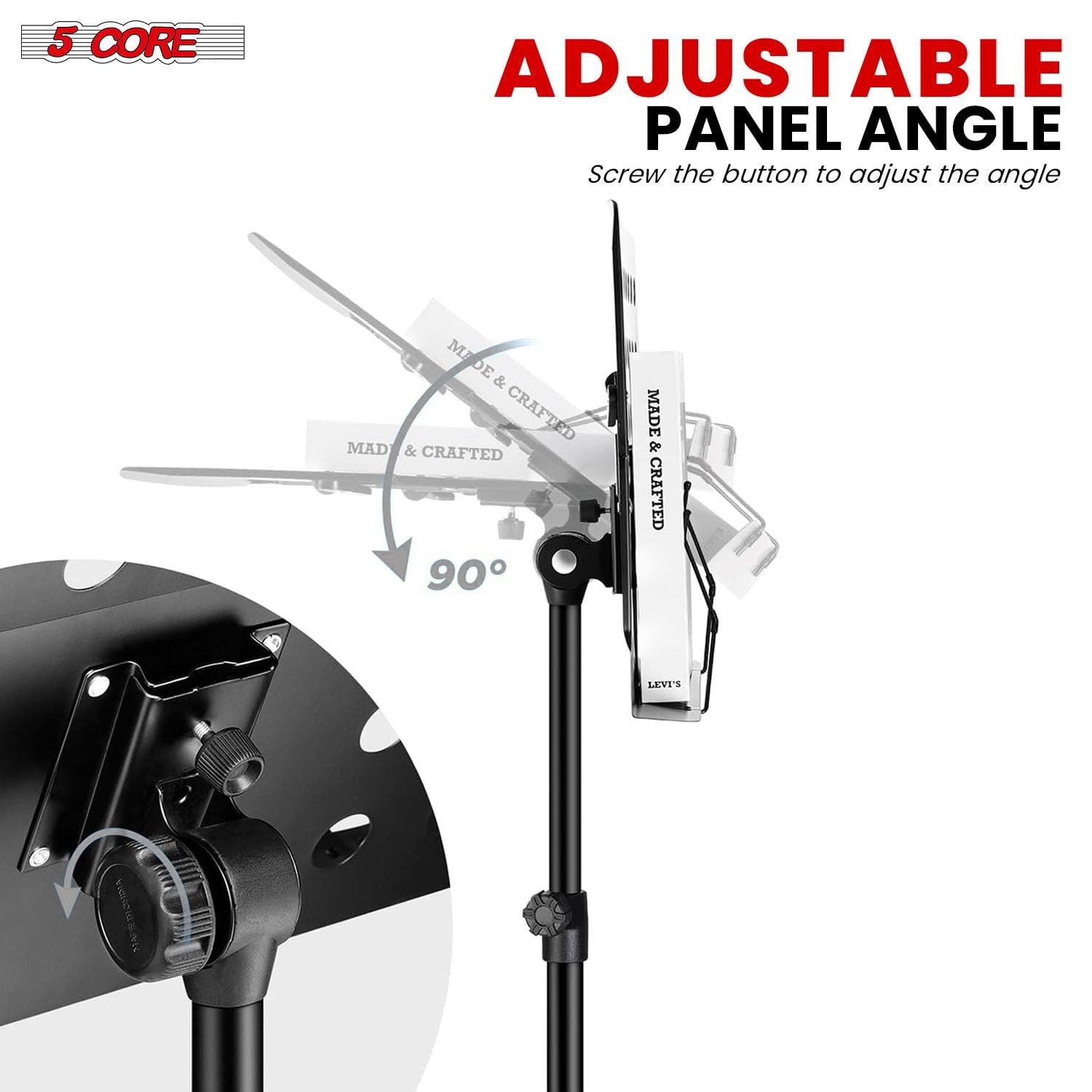 Adjustable Height Music Stand with Lightweight Foldable Design & Page