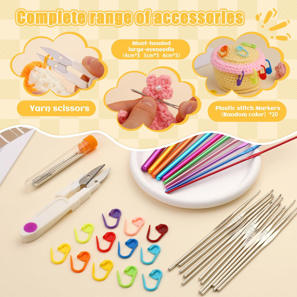 Emlimny 54 Pcs Crochet Hooks Set, Crochet Needles Set with Purple Stor