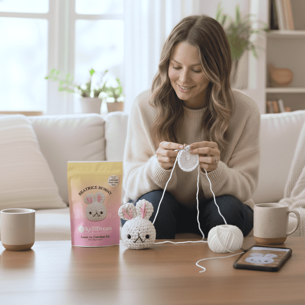Learn to Crochet Kit for Beginners ~ Beatrice Bunny (Includes Blue Mag